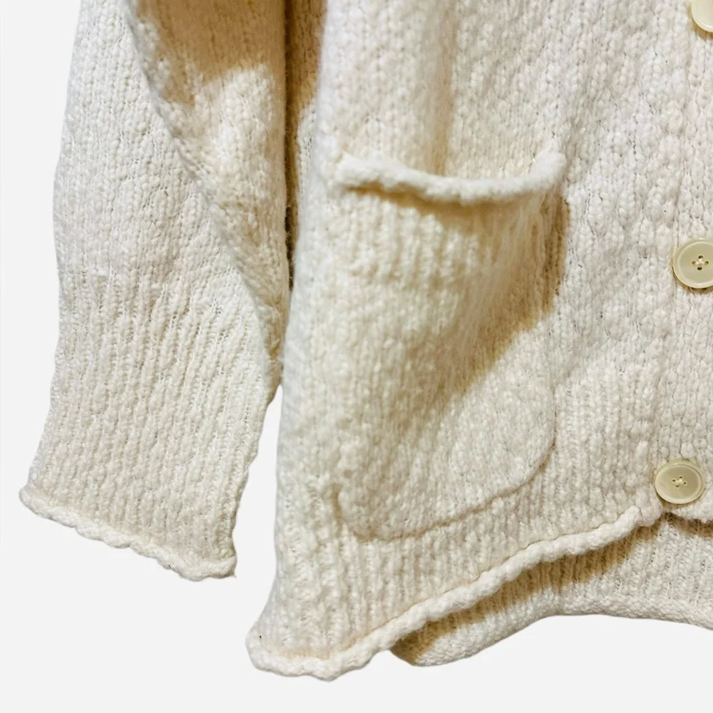 J. CREW ivory Relaxed Cardigan in Textured Yarn oversized boxy fit NWOT - Large - Picture 4 of 11